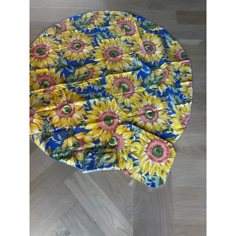 Vintage Bardwil Sunflower Tablecloth Round, 4 Placemats, 4 Napkins Floral Set
